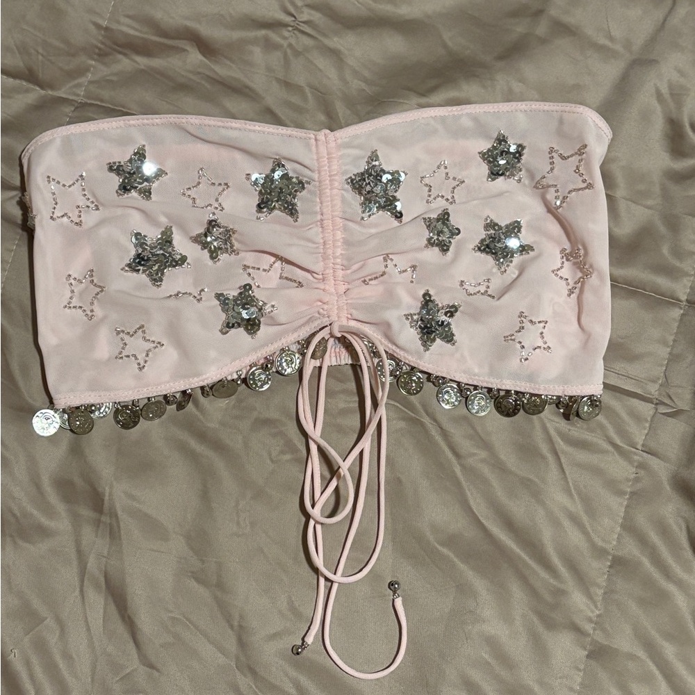 Her Pony Pink Star Embellished Bandeau Top
